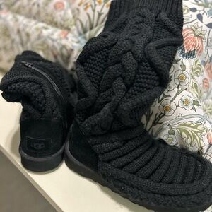 UGG Black Knit Winter Boots